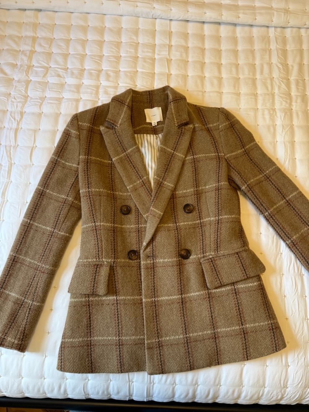 A Loves A Blazer Brown Red‎ Plaid Double Breasted